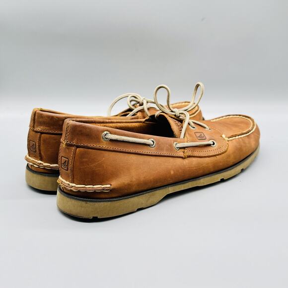 Sperry Shoes Mens 13 Brown Leather Top Sider Boat Deck Moc Toe Casual Comfort - Picture 6 of 10